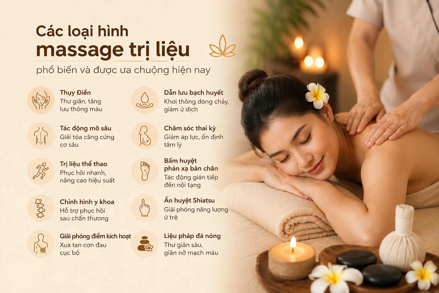 Các loại hình massage trị liệu phổ biến và được ưa chuộng hiện nay