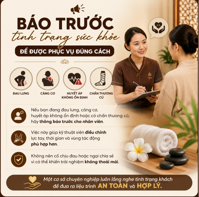 Báo trước tình trạng sức khỏe để được phục vụ đúng cách