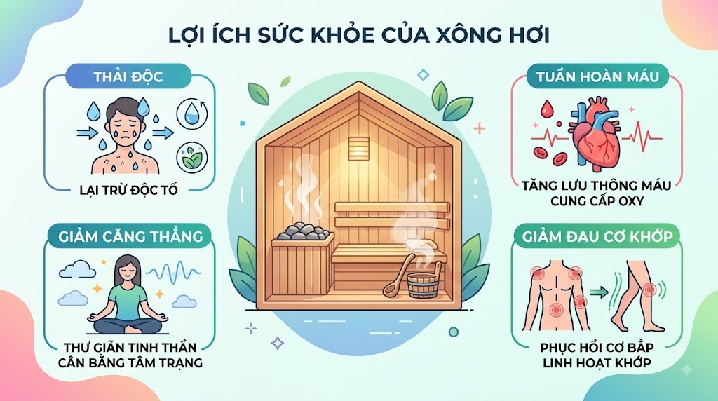 Lợi ích tuyệt vời của liệu pháp xông hơi đối với sức khỏe