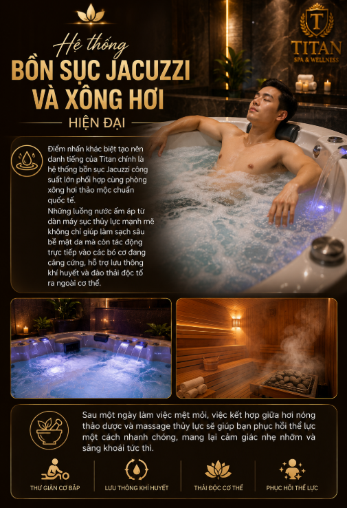 Hệ thống bồn sục Jacuzzi và xông hơi hiện đại