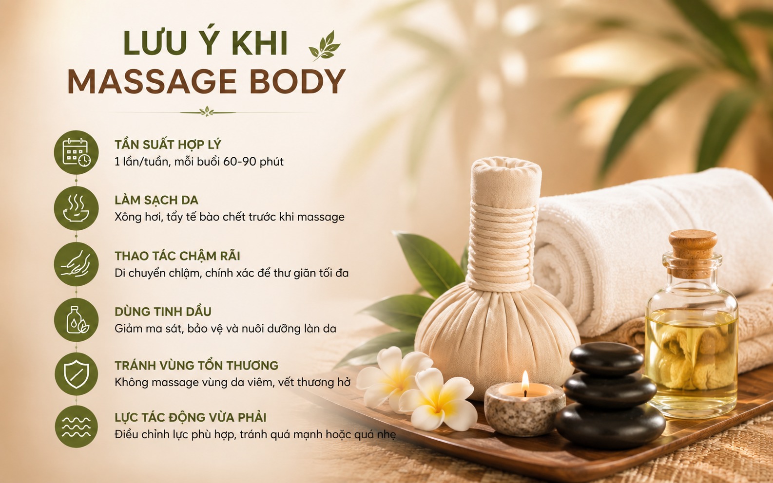 Một số lưu ý khi thực hiện các kỹ thuật massage body