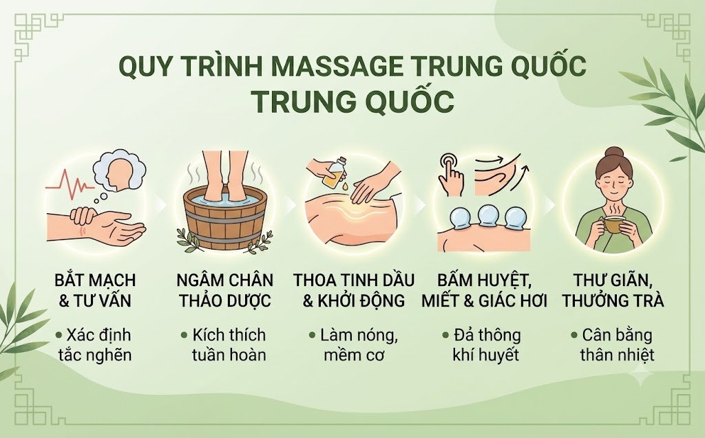 Quy trình thực hiện một bài massage Trung Quốc đạt chuẩn